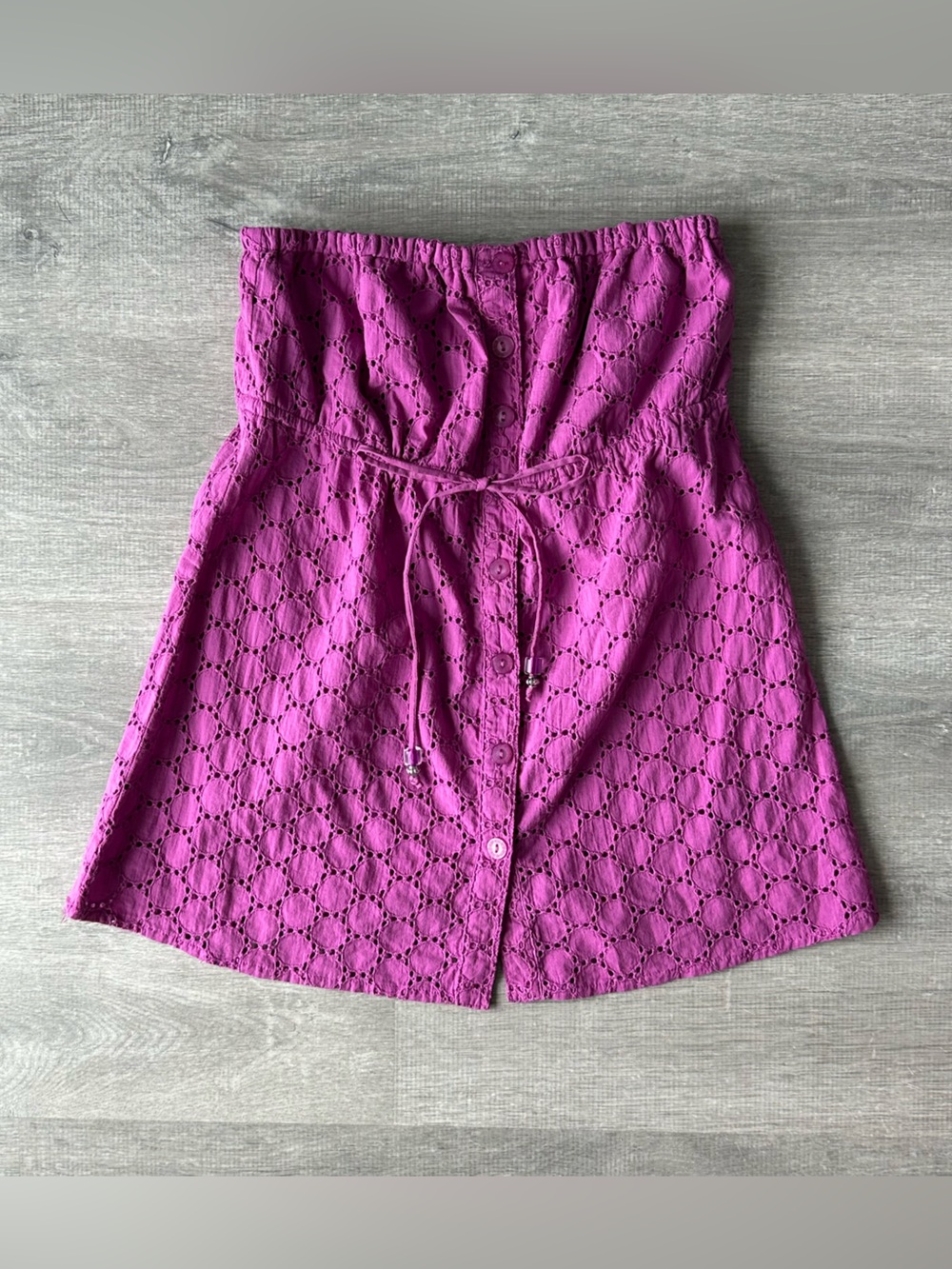 Y2K Guess purple Strapless Eyelet Top with Beaded Tassels and waist tie